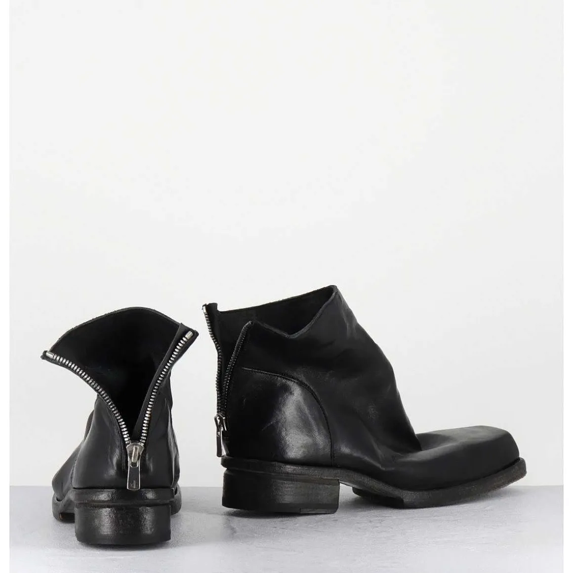 Boots Courtes En Cuir Lave Noir - 51617 Horse Washed