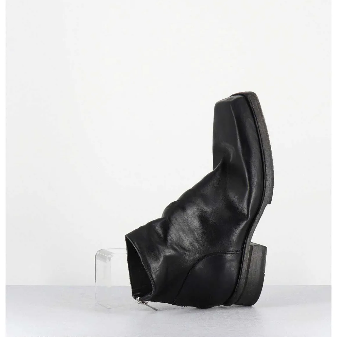 Boots Courtes En Cuir Lave Noir - 51617 Horse Washed