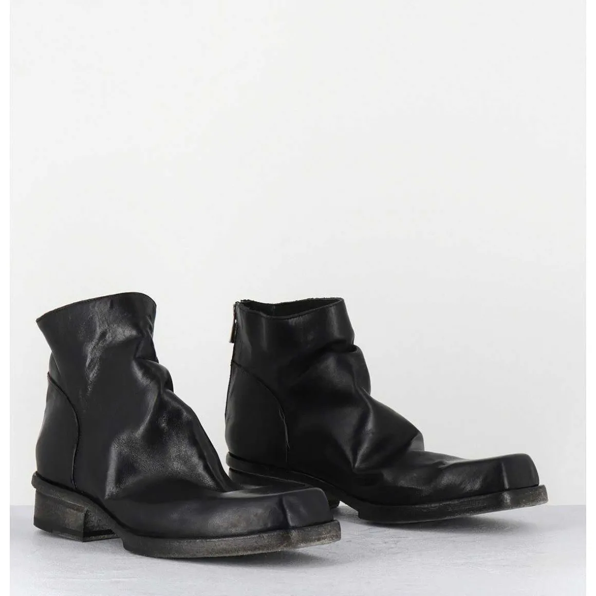 Boots Courtes En Cuir Lave Noir - 51617 Horse Washed