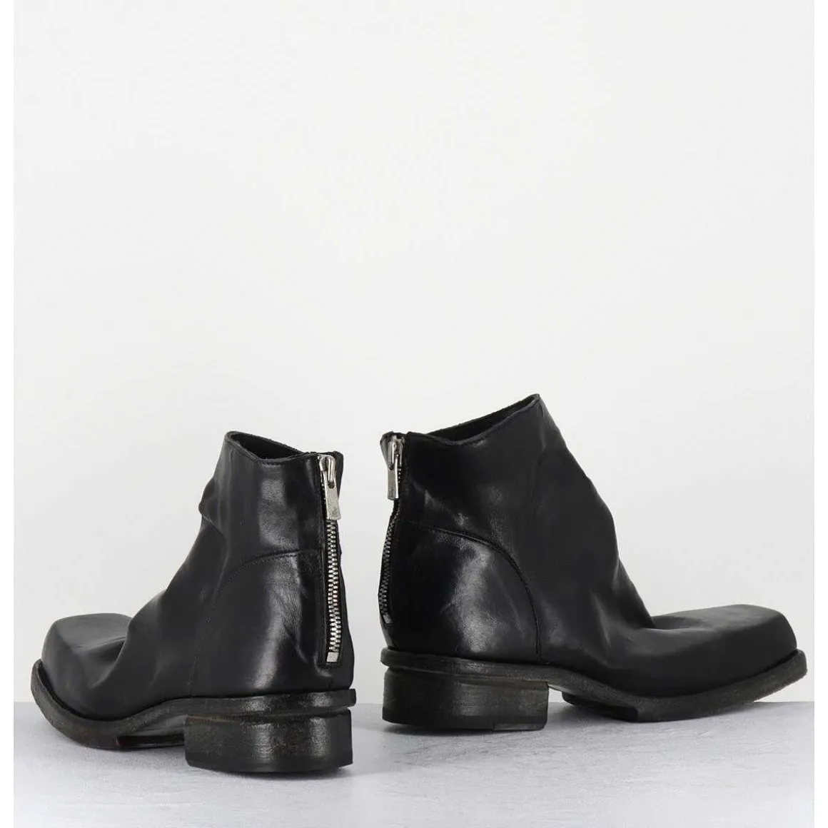 Boots Courtes En Cuir Lave Noir - 51617 Horse Washed
