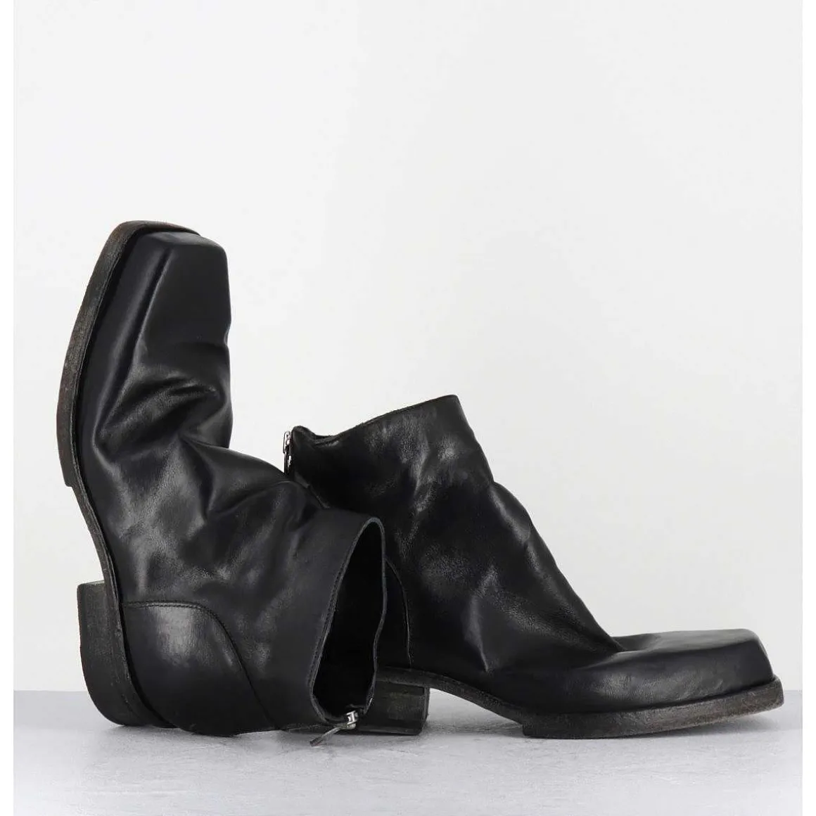 Boots Courtes En Cuir Lave Noir - 51617 Horse Washed