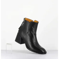 Boots Courtes En Cuir Souple Noir - W230427 Seta Nero