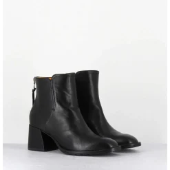 Boots Courtes En Cuir Souple Noir - W230427 Seta Nero