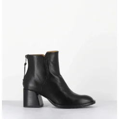 Boots Courtes En Cuir Souple Noir - W230427 Seta Nero