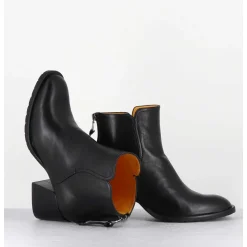 Boots Courtes En Cuir Souple Noir - W230427 Seta Nero