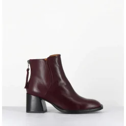 Boots Courtes En Cuir Souple Bordeaux - W230427 Seta Rubino