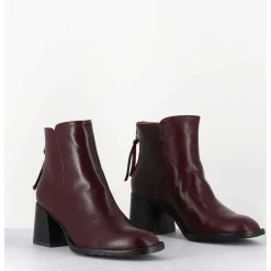 Boots Courtes En Cuir Souple Bordeaux - W230427 Seta Rubino