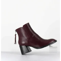 Boots Courtes En Cuir Souple Bordeaux - W230427 Seta Rubino