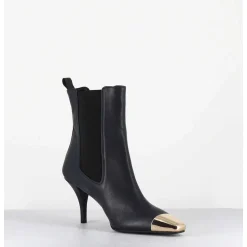 Boots Cuir Bleu Nuit Pointe Doree - Nako Nappa Dark Navy