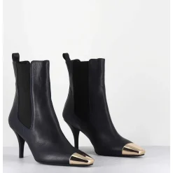 Boots Cuir Bleu Nuit Pointe Doree - Nako Nappa Dark Navy