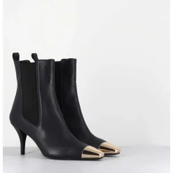Boots Cuir Bleu Nuit Pointe Doree - Nako Nappa Dark Navy