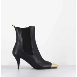 Boots Cuir Bleu Nuit Pointe Doree - Nako Nappa Dark Navy