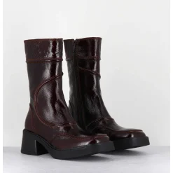 Boots Cuir Bordeaux Surpiqures 90'S - Malene Burgundy Boots