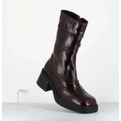 Boots Cuir Bordeaux Surpiqures 90'S - Malene Burgundy Boots