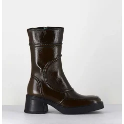 Boots Cuir Brillant Khaki 90'S - Malene Khaki Boots
