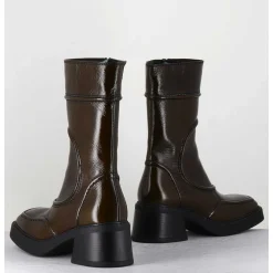Boots Cuir Brillant Khaki 90'S - Malene Khaki Boots