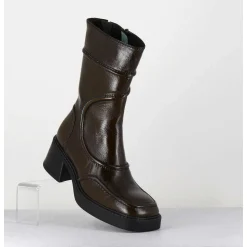 Boots Cuir Brillant Khaki 90'S - Malene Khaki Boots