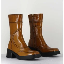Boots Cuir Camel Surpiqures 90'S - Malene Sand Boots