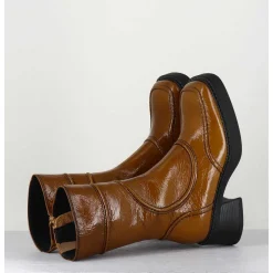 Boots Cuir Camel Surpiqures 90'S - Malene Sand Boots