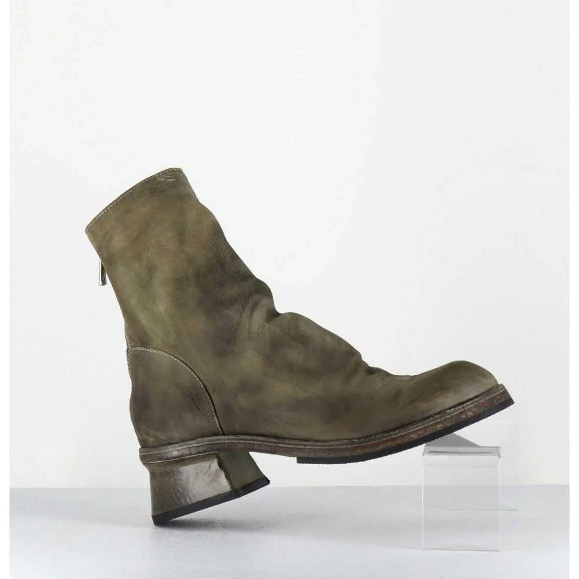 Boots Cuir Gras Kaki Hand Washed - 51759 Peluche Crust