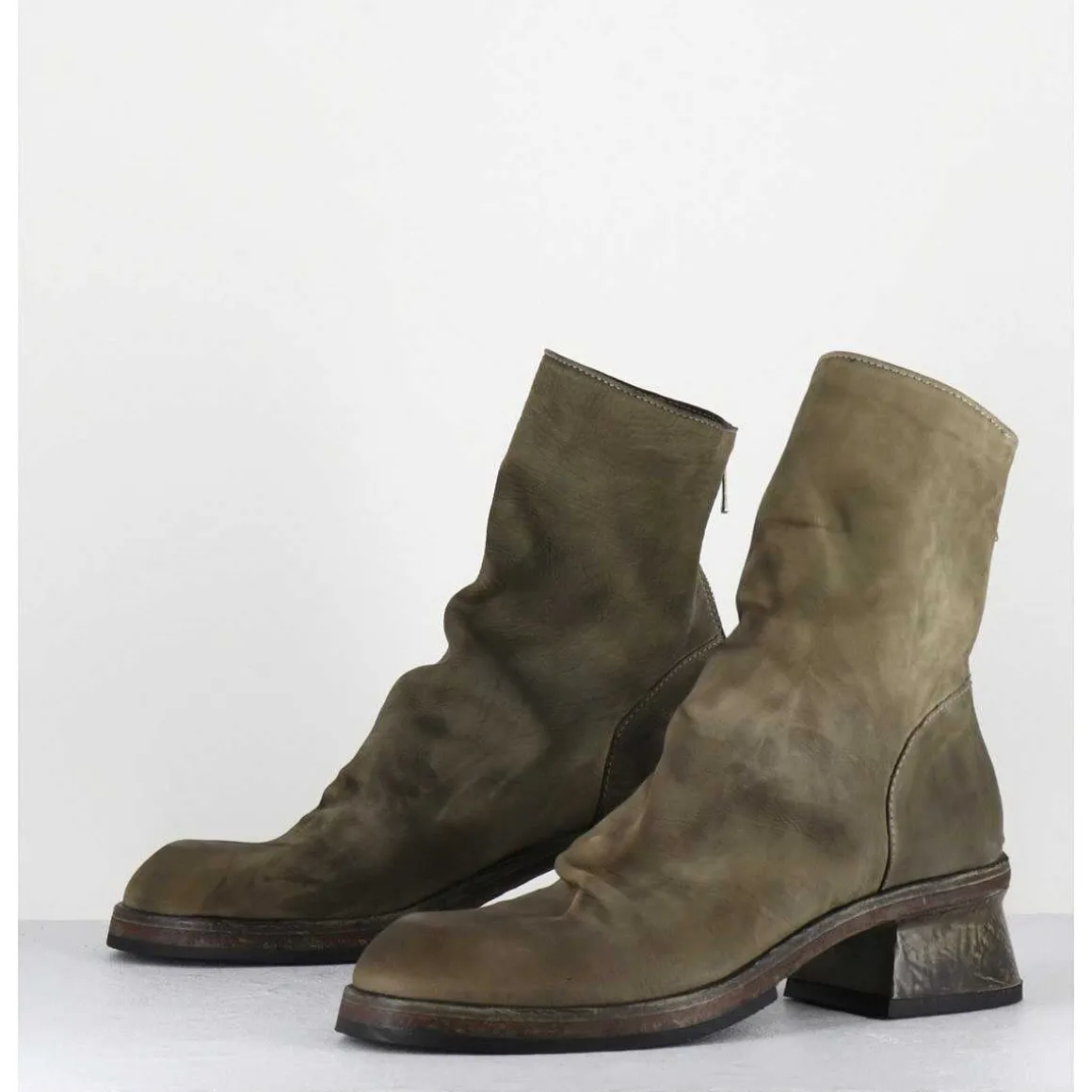 Boots Cuir Gras Kaki Hand Washed - 51759 Peluche Crust