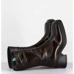 Boots Cuir Kaki Surpiqures Bleues 90'S - Malene Kaki Boots