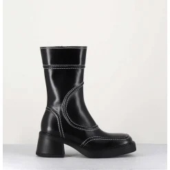 Boots Cuir Noir Surpiqures 90'S - Malene Black Ankle Boots
