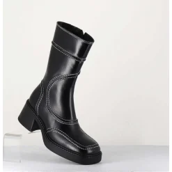 Boots Cuir Noir Surpiqures 90'S - Malene Black Ankle Boots