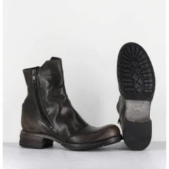 Boots Doublie-Zip En Cuir Use Marron - 50993 Horse Nappa