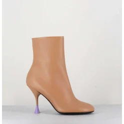 Boots En Cuir Beige A Talon Fin - Lidia 095 Bisquit