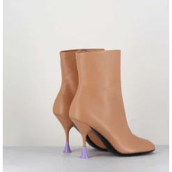 Boots En Cuir Beige A Talon Fin - Lidia 095 Bisquit