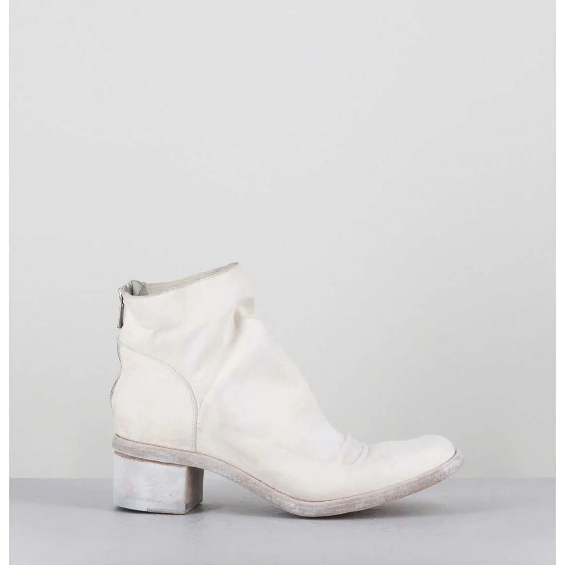 Boots En Cuir Blanc Lave Ligne Avant-Garde - 51617 Bianco Washed