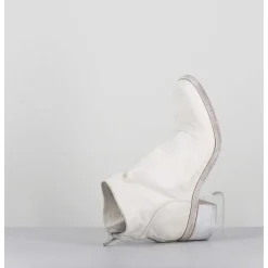 Boots En Cuir Blanc Lave Ligne Avant-Garde - 51617 Bianco Washed