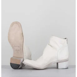 Boots En Cuir Blanc Lave Ligne Avant-Garde - 51617 Bianco Washed