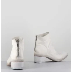 Boots En Cuir Blanc Lave Ligne Avant-Garde - 51617 Bianco Washed