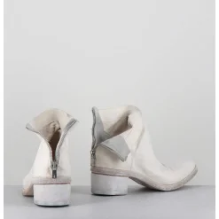 Boots En Cuir Blanc Lave Ligne Avant-Garde - 51617 Bianco Washed
