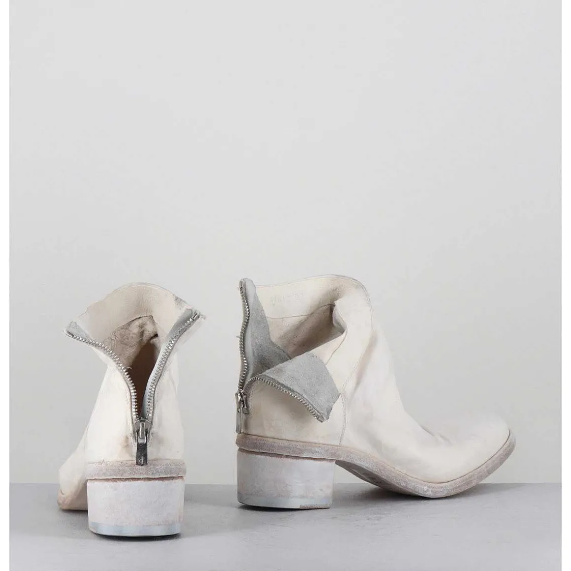 Boots En Cuir Blanc Lave Ligne Avant-Garde - 51617 Bianco Washed