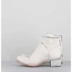 Boots En Cuir Blanc Lave Ligne Avant-Garde - 51617 Bianco Washed