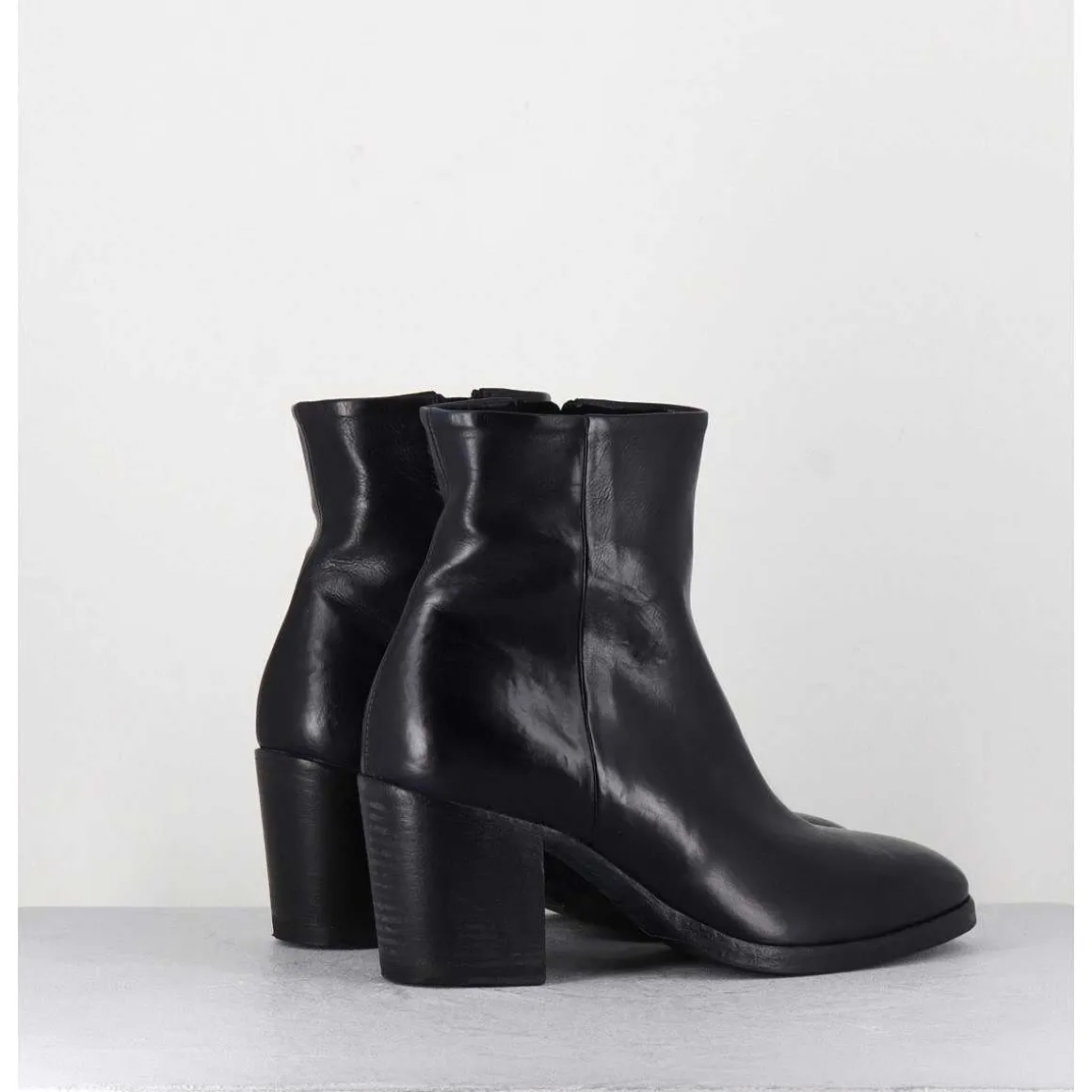 Boots En Cuir Bleu Marine - Kmag11036 Cobalto