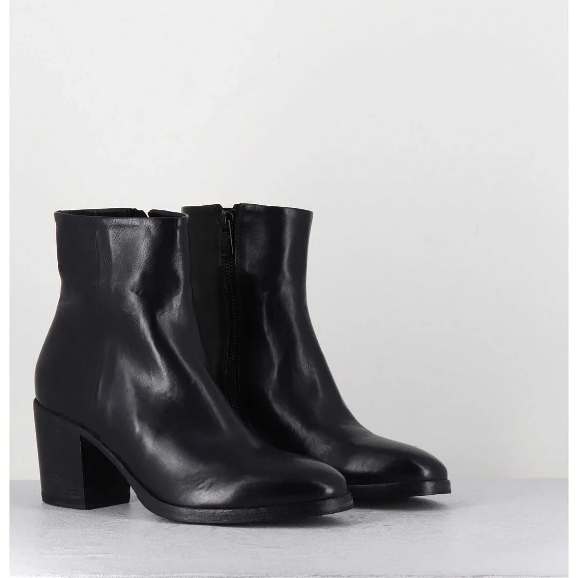 Boots En Cuir Bleu Marine - Kmag11036 Cobalto