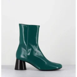 Boots En Cuir Brillant Vert Talon Geometrique - Dani04 Glaze Selva