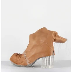 Boots En Cuir Camel Semelle Translucide Et Fils Blancs - Vlad Nappa Camel