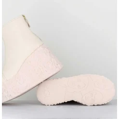 Boots En Cuir Creme Zip Avant&Arriere - Lava Ice