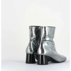 Boots En Cuir Froisse Metallise Argent - Odile02 Metal