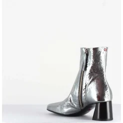 Boots En Cuir Froisse Metallise Argent - Odile02 Metal