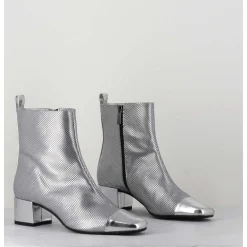 Boots En Cuir Gaufre Argent Details Miroir - Estime Bis Argent