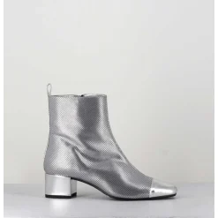 Boots En Cuir Gaufre Argent Details Miroir - Estime Bis Argent