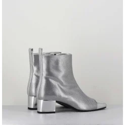 Boots En Cuir Gaufre Argent Details Miroir - Estime Bis Argent