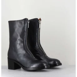 Boots En Cuir Metallise Anthracite A Zip - 888 Nappa Fucile