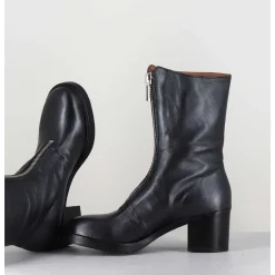 Boots En Cuir Metallise Anthracite A Zip - 888 Nappa Fucile